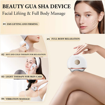 Electric Guasha Massager EMS Face Lifting Remove Edema Firming Skin Clod Heat Body Scraping Therapy Skincare Beauty Device